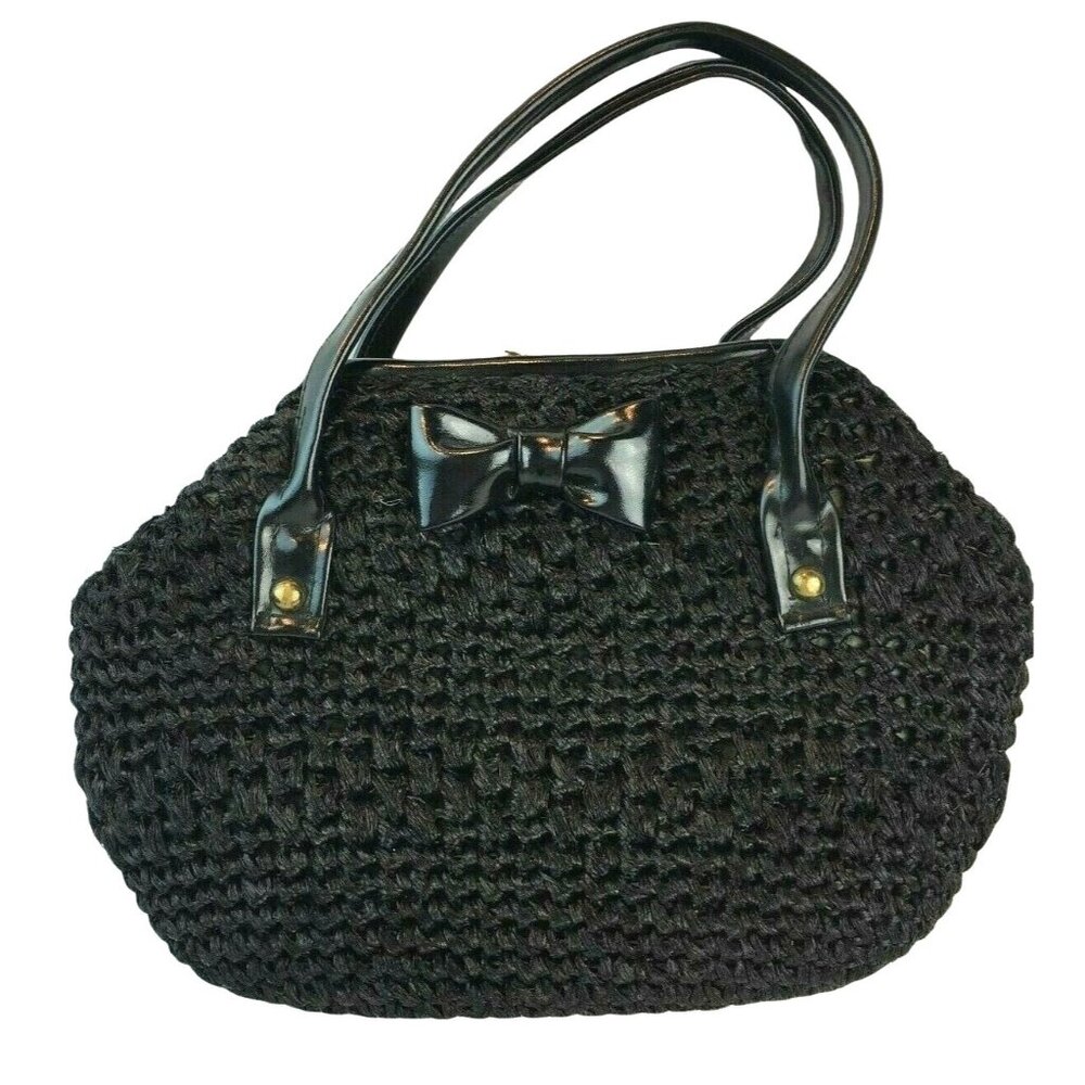 Vintage Forsum Straw Italian Purse Kiss Clasp Weaved Lined Japan u Handbag